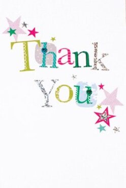 With a joyful charm befitting Mortlake's friendly community, this thank you card bursts to life on a crisp white background. The phrase 'Thank You' is lovingly stitched in playful, multicoloured letters-lime greens, vivid pinks, serene blues-each letter carrying a whimsical detail: a scattered polka dot here, a hint of silver shimmer there, and the occasional delicate stitch, mirroring the hand-finished touches of bouquets hand-tied in Mortlake's boutique shops. Stars in magenta, teal, and gold scatter gently around the edges, conjuring images of celebratory confetti floating after a garden party in nearby Barnes. The textures bring the impression of gentle artistry, inviting touch and evoking the satisfaction of selecting a uniquely personal thank you card to accompany a fresh arrangement delivered from Flower Delivery Mortlake. The design is both energetic and composed, offering reassurance and joy in equal measure-the very qualities Mortlake's riverside residents value most. Whether offered to a close friend or a cherished neighbour, this card gives a tangible sense of appreciation that feels deeply local and sincerely shared.